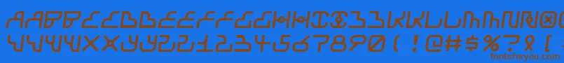 フォントAirbagstreet – 茶色の文字が青い背景にあります。