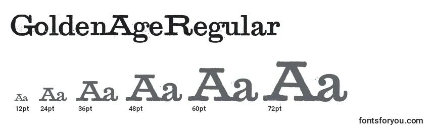 Размеры шрифта GoldenAgeRegular