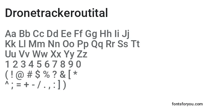 Schriftart Dronetrackeroutital – Alphabet, Zahlen, spezielle Symbole