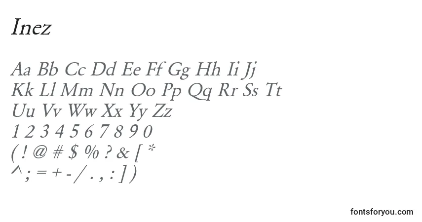 Шрифт Inez – алфавит, цифры, специальные символы