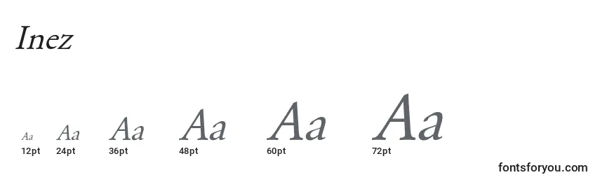 Размеры шрифта Inez