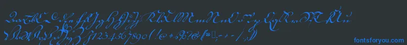 18thctrkurstart Font – Blue Fonts on Black Background