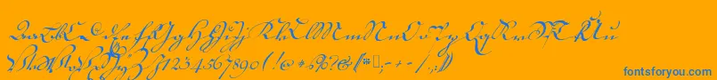 18thctrkurstart Font – Blue Fonts on Orange Background