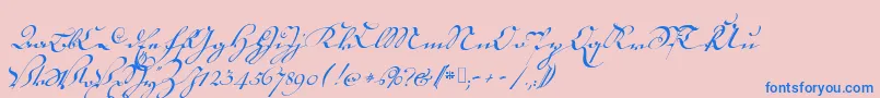 フォント18thctrkurstart – ピンクの背景に青い文字