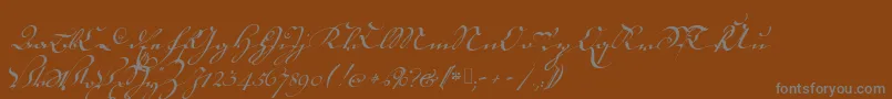 18thctrkurstart-Schriftart – Graue Schriften auf braunem Hintergrund