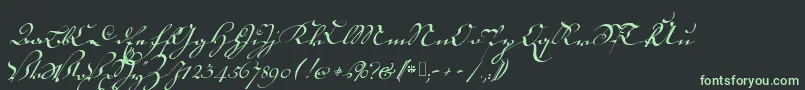 18thctrkurstart-fontti – vihreät fontit mustalla taustalla