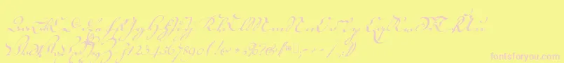 18thctrkurstart-Schriftart – Rosa Schriften auf gelbem Hintergrund