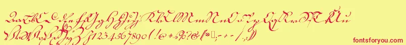 18thctrkurstart Font – Red Fonts on Yellow Background