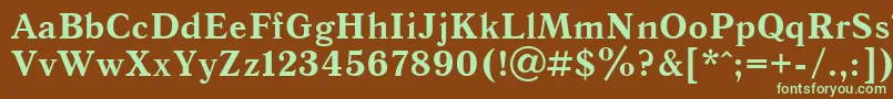 フォントQuantantiquacBold – 緑色の文字が茶色の背景にあります。