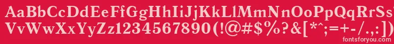 フォントQuantantiquacBold – 赤い背景にピンクのフォント