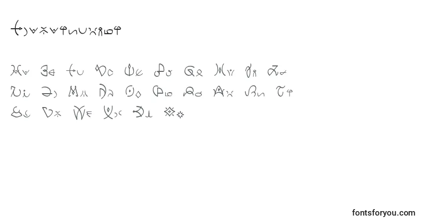 Clavatscript-fontti – aakkoset, numerot, erikoismerkit