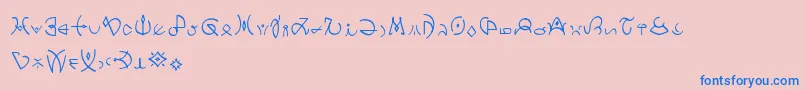 フォントClavatscript – ピンクの背景に青い文字