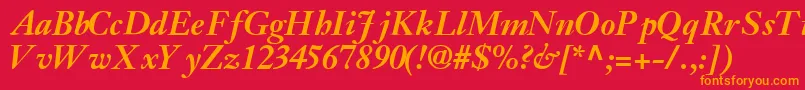 フォントJansonsskBoldItalic – 赤い背景にオレンジの文字