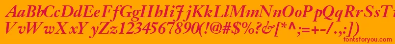 JansonsskBoldItalic Font – Red Fonts on Orange Background