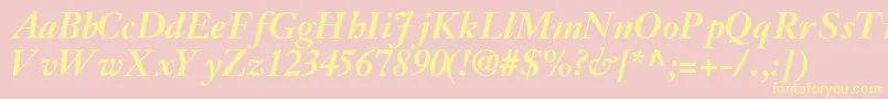 JansonsskBoldItalic-Schriftart – Gelbe Schriften auf rosa Hintergrund