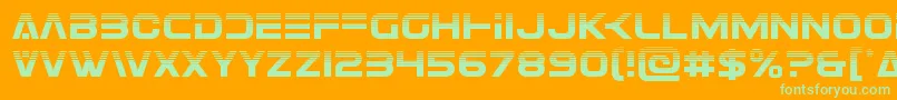 Eurofighterhalf-Schriftart – Grüne Schriften auf orangefarbenem Hintergrund