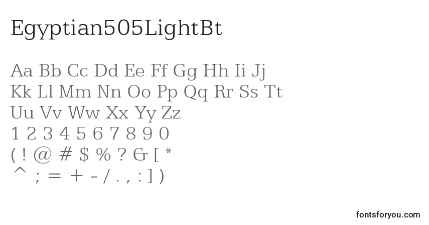A fonte Egyptian505LightBt – alfabeto, números, caracteres especiais