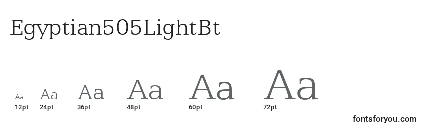 Tamanhos de fonte Egyptian505LightBt