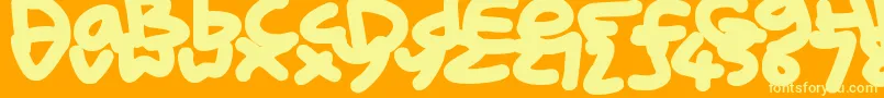 Saiba mais sobre a fonte KidMarker Fonte KidMarker – fontes amarelas em um fundo laranja