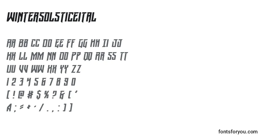 A fonte Wintersolsticeital – alfabeto, números, caracteres especiais