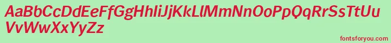 Wendelinreduced76halbfettkursiv Font – Red Fonts on Green Background