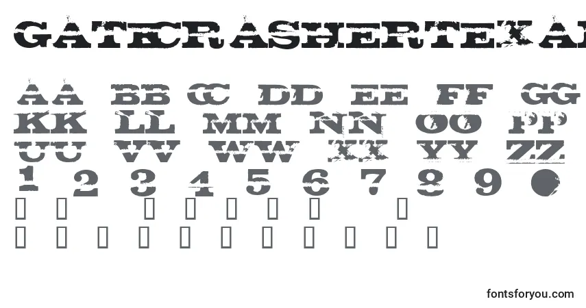 Czcionka GatecrasherTexan – alfabet, cyfry, specjalne znaki