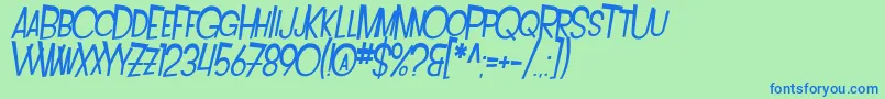 SfIntoxicatedBluesExtendedOblique Font – Blue Fonts on Green Background