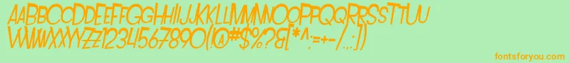 SfIntoxicatedBluesExtendedOblique Font – Orange Fonts on Green Background