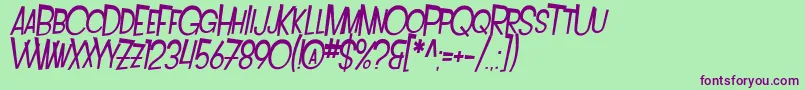 SfIntoxicatedBluesExtendedOblique Font – Purple Fonts on Green Background