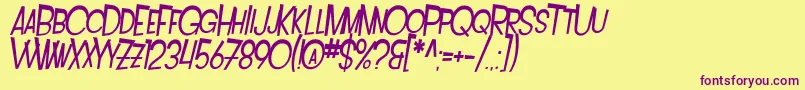 SfIntoxicatedBluesExtendedOblique Font – Purple Fonts on Yellow Background