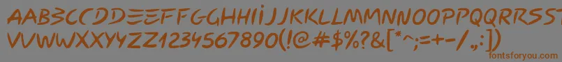 フォントCarybe – 茶色の文字が灰色の背景にあります。