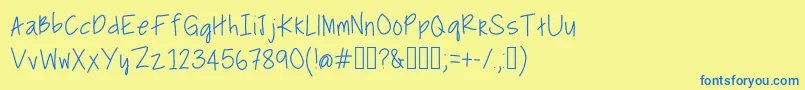 Шрифт BullfrogsAndButterflies – синие шрифты на жёлтом фоне