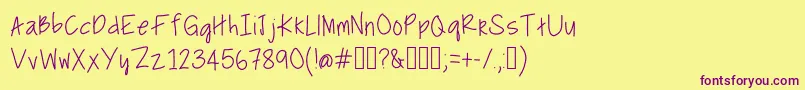 BullfrogsAndButterflies Font – Purple Fonts on Yellow Background