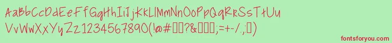 BullfrogsAndButterflies Font – Red Fonts on Green Background