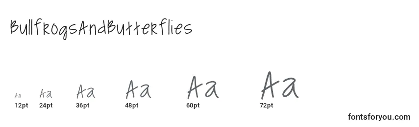 Размеры шрифта BullfrogsAndButterflies