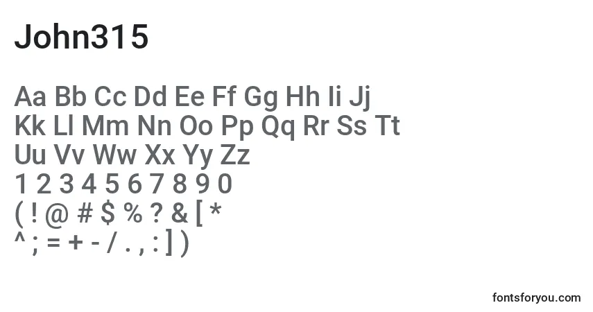 Schriftart John315 – Alphabet, Zahlen, spezielle Symbole