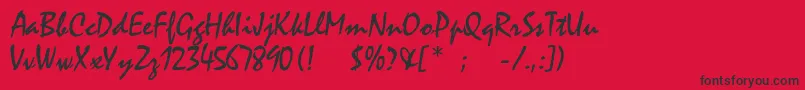 フォントRogerscriptc – 赤い背景に黒い文字