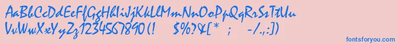 Rogerscriptc-Schriftart – Blaue Schriften auf rosa Hintergrund