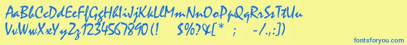 Шрифт Rogerscriptc – синие шрифты на жёлтом фоне