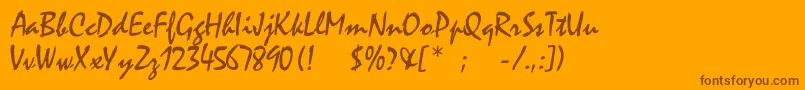 フォントRogerscriptc – オレンジの背景に茶色のフォント