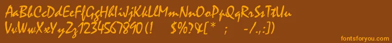 Rogerscriptc-Schriftart – Orangefarbene Schriften auf braunem Hintergrund