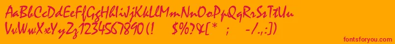 Saiba mais sobre a fonte Rogerscriptc Fonte Rogerscriptc – fontes vermelhas em um fundo laranja
