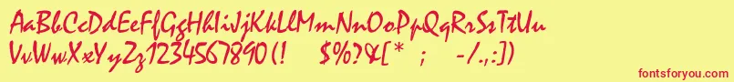 Rogerscriptc Font – Red Fonts on Yellow Background