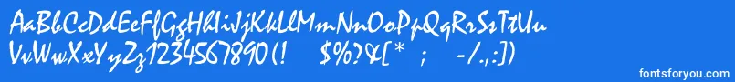 Rogerscriptc-Schriftart – Weiße Schriften auf blauem Hintergrund