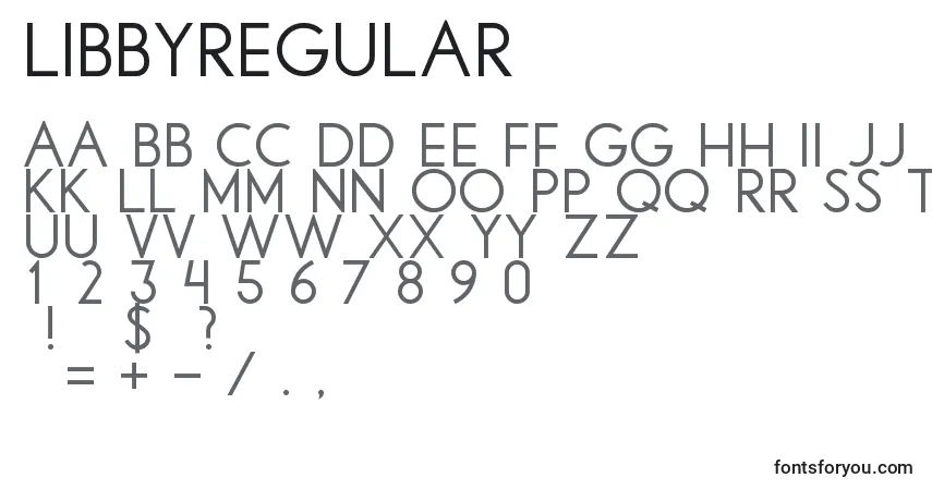 A fonte Libbyregular – alfabeto, números, caracteres especiais