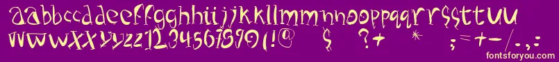 Handiqua Font – Yellow Fonts on Purple Background