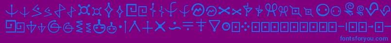 フォントFrFal1 – 紫色の背景に青い文字