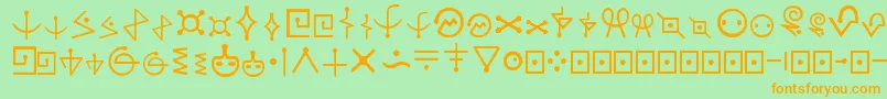 フォントFrFal1 – オレンジの文字が緑の背景にあります。