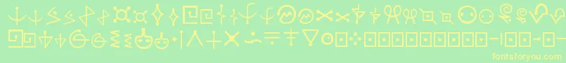 フォントFrFal1 – 黄色の文字が緑の背景にあります