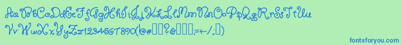 Czcionka RoyaltyWaffles – niebieskie czcionki na zielonym tle
